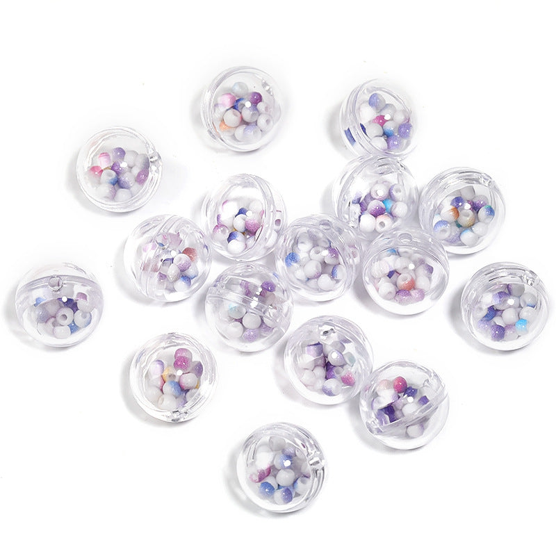 Wholesale 25pcs Rice Beads Filled Bubble Ball Through Hole Round Beads